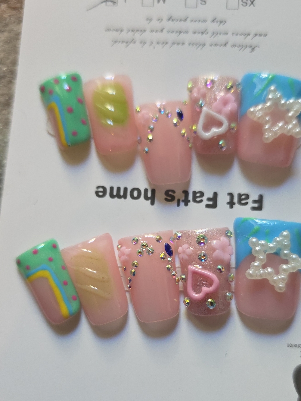Kids Pink & Pastel Decorative Press-On Nail Set Size Large